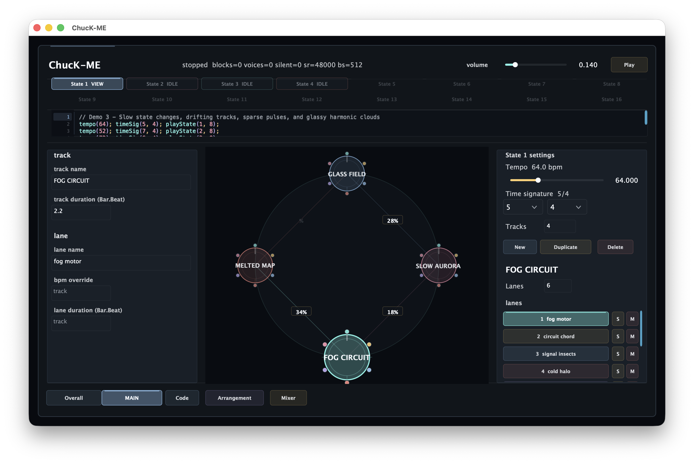 ChucK-ME graphical music creation interface