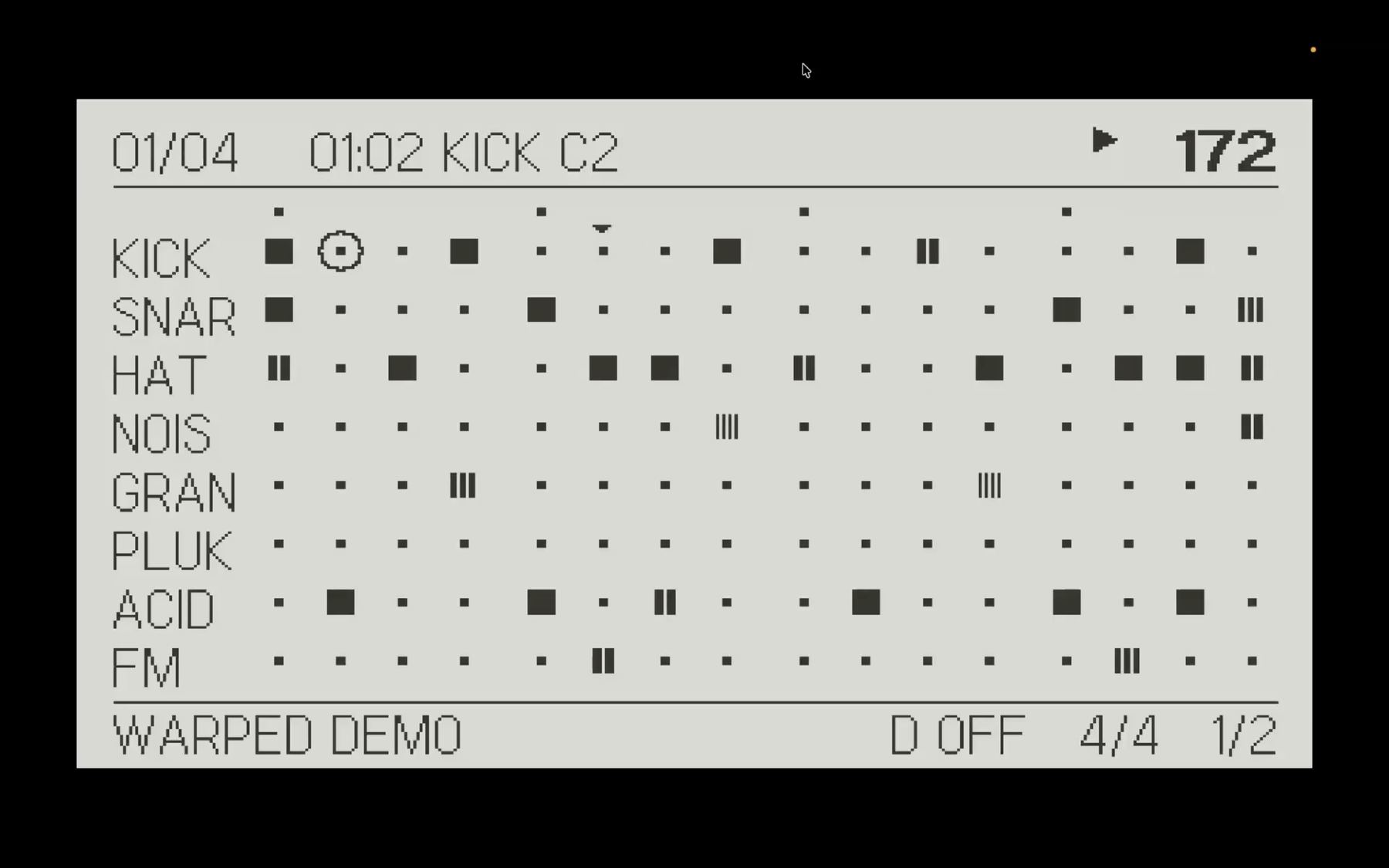 GRID running on the Panic Playdate console