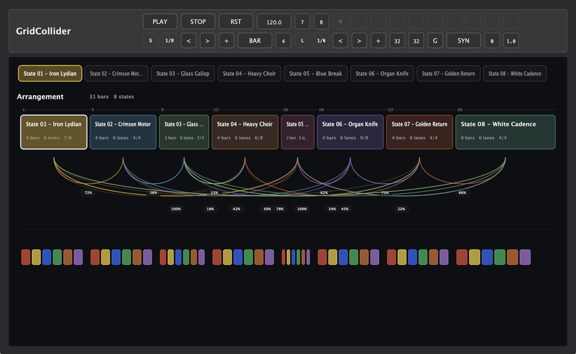 GridCollider sequencing interface