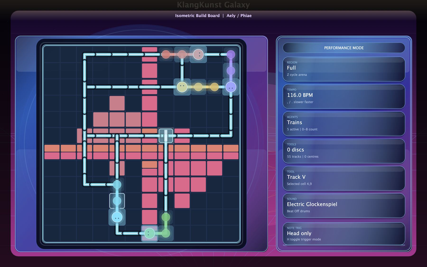 KlangKunst Galaxy isometric build board interface