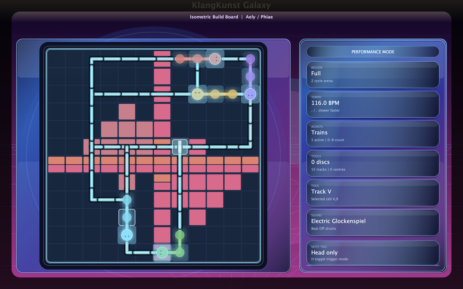 KlangKunst Galaxy isometric build board interface